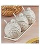 Kookee Ceramic Condiment Jars and Containers Set of 3 with Tray and Spoon for Kitchen (10681)