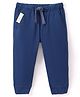 ToffyHouse 100% Cotton Woven Full Length Solid Joggers - Navy