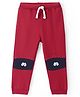 ToffyHouse 100% Cotton Knit Full Length Joggers With Knee Patch - Red