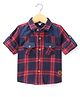 ToffyHouse 100% Woven Cotton Yarn Dyed Full Sleeves Collar Neck Checks Shirt - Red