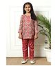 READIPRINT Three Fourth Sleeves Floral Printed Coordinating Kurta With Pant - Red