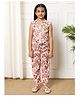READIPRINT Cotton Sleeveless Floral Printed Coordinating Top With Pant - Mauve