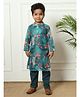 READIPRINT Full Sleeves Floral Printed Kurta & Pyjama - Teal