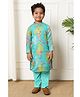 READIPRINT Full Sleeves Floral Printed Kurta & Pyjama - Sea Green