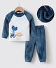 Kookie Kids Raglan Sleeves Winter Wear Night Suit With Cute Dragon Applique - Blue