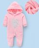 Kookie Kids Full Sleeves Winter Wear Romper with Heart Print - Pink
