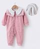 Kookie Kids Full Sleeves Solid Colour Winter Wear Textured Romper - Pink