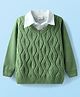 Babyhug Knitted Full Sleeves Overlap Sweater With Cable Knit Design - Green