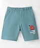 Evimo Looper Knit Knee Length Shorts with Text Print - Blue