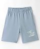 Evimo Looper Knit Knee Length Shorts with Text Print - Grey