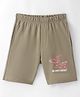 Evimo Looper Knit Knee Length Shorts with Text Print - Light Olive