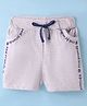 Evimo Looper Knit Knee Length Shorts with Text Print - Grey