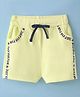 Evimo Looper Knit Knee Length Shorts with Text Print - Lemon