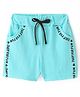 Evimo Looper Knit Knee Length Shorts with Text Print - Teal Blue