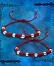 Darshraj Jewels 925 Sterling Silver Ball & Knot Thread Nazariya Bracelet and Anklet - Red