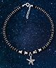 Darshraj Jewels 925 Sterling Silver Star Fish Charm Crystal Nazariya Anklet - Black
