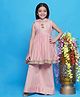 Little Bansi Sleeveless Boota Lace & Tassel Work Embellished Kurta With Palazzo Dupatta - Pink