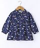 ToffyHouse 100% Cotton Woven Full Sleeves Collar Neck Top with Horse & Floral Print - Navy Blue