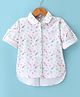 ToffyHouse Cotton Poplin Woven Full Sleeves Front Open Top With Floral Print - White