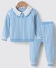 Kookie Kids Cotton Full Sleeves Collar Neck Sweater Set With Checks Design - Sky Blue