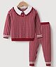 Kookie Kids Cotton Full Sleeves Collar Neck Sweater Set With Checks Design - Maroon