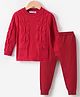 Kookie Kids Full Sleeves Pullover Sweater Set With Solid Colour & Cable Knit Design - Red