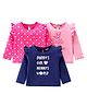 Babyhug Cotton Knit Full Sleeves Tops With Hearts & Text Graphics Pack of 3 - Pink & Navy Blue