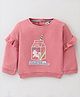 ToffyHouse Cotton Woven Frill Designed Full Sleeves  Top with  Unicorn Print & Text Patch - Dark Pink