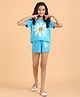 Ninos Dreams Cotton Jersey Half Sleeves Floral    Printed Tree & Shorts - Light Blue