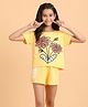 Ninos Dreams Cotton Jersey Half Sleeeves Flower Printed Tee & Shorts Set - Yellow