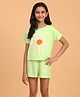 Ninos Dreams Cotton Jersey Half Sleeeves Flower Printed Tee & Shorts Set  - Light Green