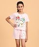 Ninos Dreams Cotton Jersey Half Sleeeves Unicorn  Printed Tee & Shorts Set - Light Pink
