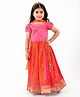 Babyhug Woven Short Sleeves Embroidered Choli with Brocade Lehenga & Dupatta Set - Fuschia