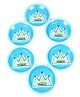 Funcart Disposable Paper Plates Prince Crown Theme Blue Pack of 6 - 17.7 cm Each