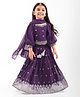 Babyhug Woven Three Fourth Sleeves Georgette Sequin Embroidered Choli Lehenga & Dupatta Set - Purple