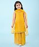 Babyhug Woven Sleeveless Georgette Gotta Patti Embroidered Kurti Gharara & Dupatta Set - Yellow