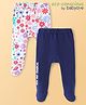 Babyoye 100% Cotton Knit Bootie Leggings with Floral & Text Print Pack of 2 -  Multicolour