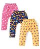 Babyhug Interlock Knit Full Length Diaper Leggings with Floral Polka Dots & Giraffe Print Pack of 3 - Blue Pink & Yellow