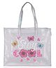 Echo Boomers Transparent Style Tote Bag - White with Pink Flower Print | Sturdy Handle | High-Quality Zipper