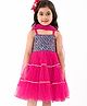 Babyhug  Sleeveless Net Embroidered Ethnic Dress With Mirror Work & Dupatta -  Hot Pink