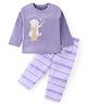Babyhug Cotton Knit Full Sleeves Night Suit With Bear Print -Lavender