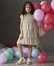 KIDSDEW Net Sleeveless Star Foiled Knee Length  Party Dress - Grey