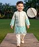 Babyhug Woven Full Sleeves Kurta Pyjama Set Geometric Print - Aqua