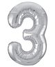 Funcart Foil Balloon Number 3 Shape - Silver