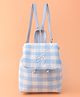 Pine Kids Checkered Fashion Backpacks With Bow Embroidery - Blue