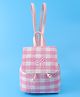 Pine Kids Checkered Fashion Backpacks With Bow Embroidery - PInk