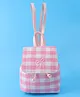 Pine Kids Checkered Fashion Backpacks With Bow Embroidery - PInk