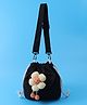 Pine Kids Floral Applique Sling Bag - Black