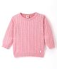 ToffyHouse 00% Supercombed Cotton Flatknit Full Sleeves Pullover Sweater Cable Knit Design - Pink