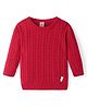 ToffyHouse 100% Supercombed Cotton Flatknit Full Sleeves Pullover Sweater Cable Knit Design - Red